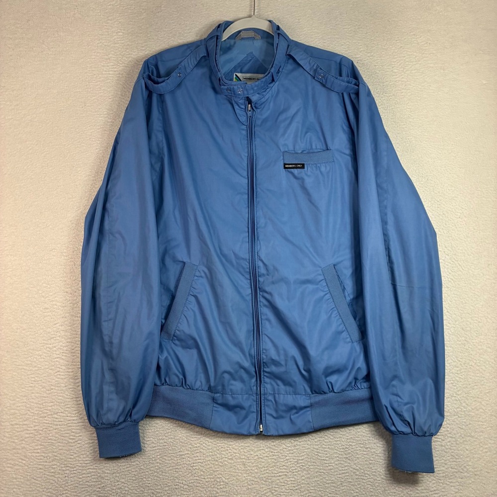Vintage Members Only Bomber Jacket Men XLT Blue Iconic Racer Epaulettes 90s Tall